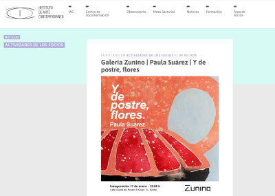 Galería Zunino | Paula Suárez | Y de postre, flores