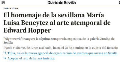 El homenaje de la sevillana Maríoa Luisa Benyetez al arte atemporal de Edward Hopper 