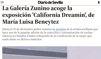 La Galería Zunino acoge la exposición 'California Dreamin', de María Luisa Beneytez