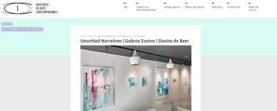 Unsettled Narratives | Galería Zunino | Davina de Beer